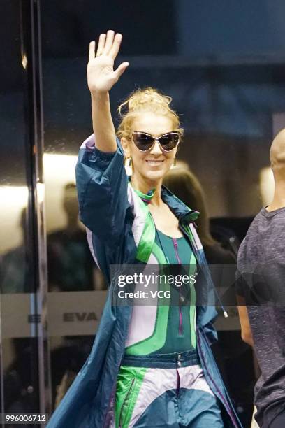 Singer Celine Dion arrives at the airport ahead of her concert on Julu 8, 2018 in Taipei, Taiwan of China.