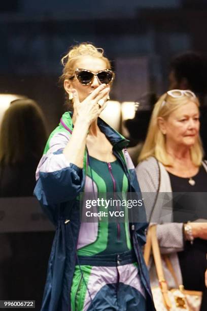 Singer Celine Dion arrives at the airport ahead of her concert on Julu 8, 2018 in Taipei, Taiwan of China.