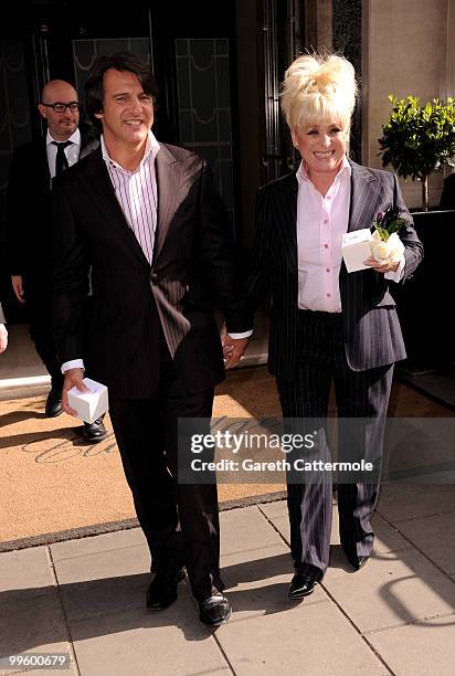 Barbara Windsor leaves the wedding of David Walliams and Lara Stone at Claridge's Hotel on May 16, 2010 in London, England.