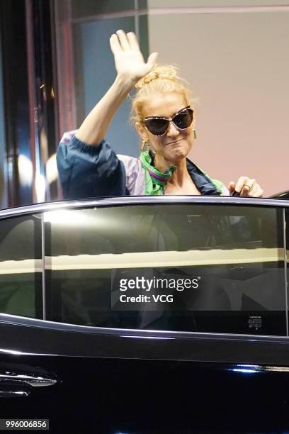 Singer Celine Dion arrives at the airport ahead of her concert on Julu 8, 2018 in Taipei, Taiwan of China.