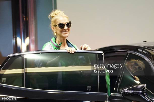 Singer Celine Dion arrives at the airport ahead of her concert on Julu 8, 2018 in Taipei, Taiwan of China.