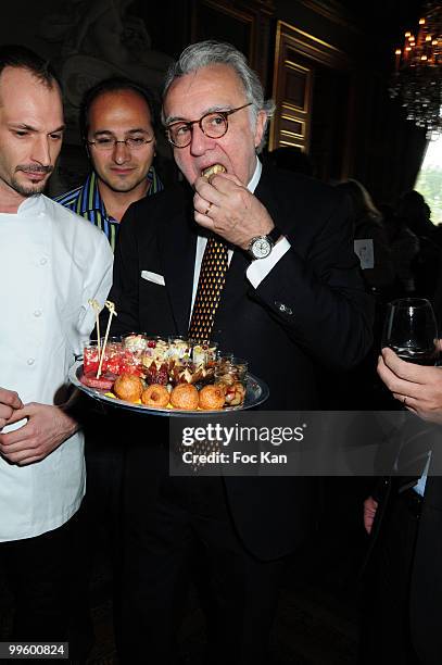 Chef Alain Ducasse and guests attend the "Allons au Restaurant" Alain Ducasse Cocktail at the Hotel de Ville de Paris on May 04 on May 4, 2010 in...