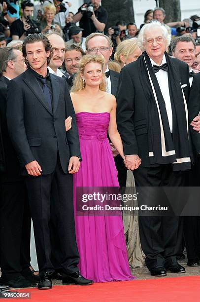 Actor Gaspard Ulliel, actress Melanie Thierry and director Bertrand Tavernier attend the 'The Princess of Montpensier' Premiere held at the Palais...