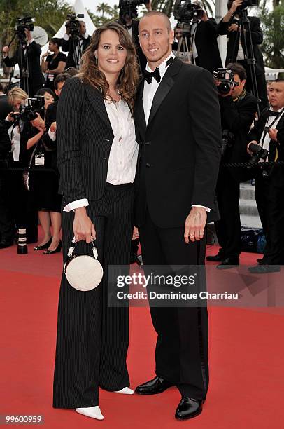 Former swimmer Laure Manaudou and swimmer Frederick Bousquet attend the 'The Princess of Montpensier' Premiere held at the Palais des Festivals...