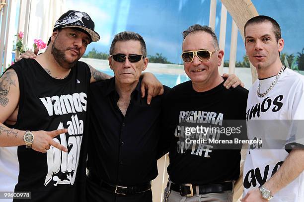 Flaminio Maphia and the Righeira appear on "Quelli che il calcio" tv show on May 16, 2010 in Milan, Italy.