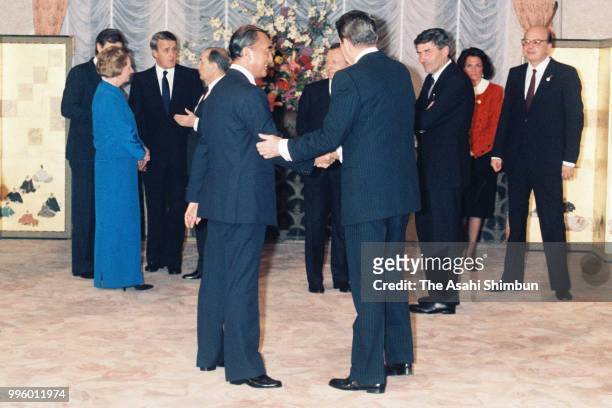 President Ronald Reagan, Japanese Prime Minister Yasuhiro Nakasone, French President Francois Mitterrand, European Council Chairman Ruud Lubbers,...