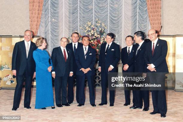 President Ronald Reagan, Japanese Prime Minister Yasuhiro Nakasone, French President Francois Mitterrand, European Council Chairman Ruud Lubbers,...