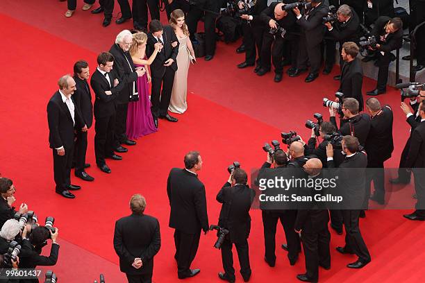 Actors Raphael Personnaz, Gregoire Leprince-Ringuet, actress Melanie Thierry and director Bertrand Tavernier and actor Gaspard Ulliel attend "The...