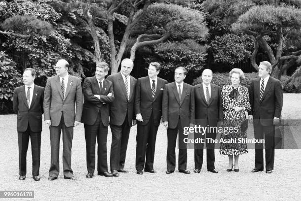 President Ronald Reagan, Japanese Prime Minister Yasuhiro Nakasone, French President Francois Mitterrand, European Council Chairman Ruud Lubbers,...