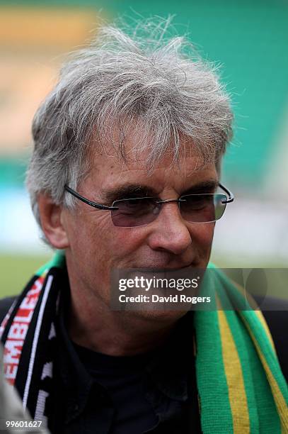 Nigel Wray, co-owner of Saracens looks on during the Guinness Premiership semi final match between Northampton Saints and Saracens at Franklin's...