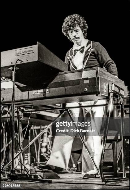 Chick Corea performs on stage with Return to Forever at New Victoria Theatre, London, 1977.