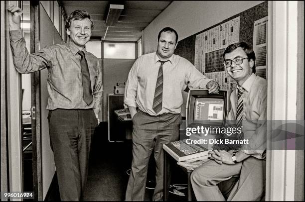 Eddie Shah, owner of Today newspaper at the paper's offices in Wapping, London, 1986. Today was the UK's first colour tabloid newspaper.