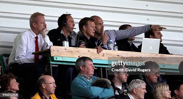 Brendan Venter, the Saracens director of rugby looks on with club chief executive Edward Griffiths during the Guinness Premiership semi final match...