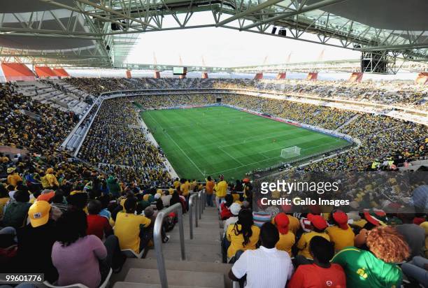 South African fans celebrate during the International Friendly match between South Africa and Thailand from Mbombela Stadium on May 16, 2010 in...