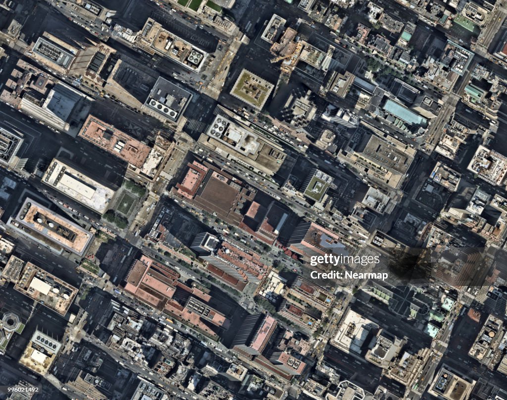 Midtown Manhattan Buildings And Streets From Above High-Res Stock Photo ...