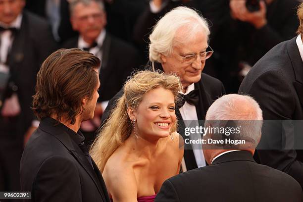 Actress Melanie Thierry greets General Delegate Thierry Fremaux attends "The Princess Of Montpensier" Premiere at the Palais des Festivals during the...