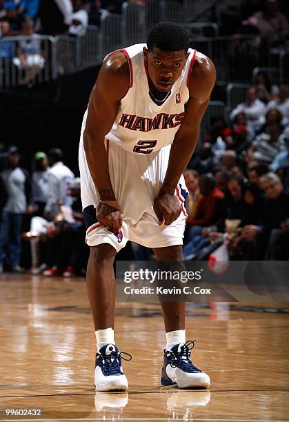 Joe Johnson of the Atlanta Hawks against the Orlando Magic during Game Four of the Eastern Conference Semifinals of the 2010 NBA Playoffs at Philips...