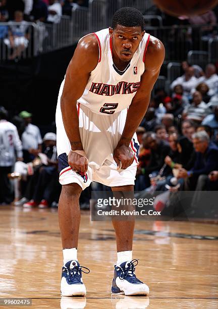 Joe Johnson of the Atlanta Hawks against the Orlando Magic during Game Four of the Eastern Conference Semifinals of the 2010 NBA Playoffs at Philips...