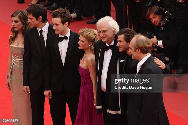 Bertrand Tavernier, actors Gaspard Ulliel,Gregoire Leprince-Ringuet and actress Melanie Thierry attend "The Princess Of Montpensier" Premiere at the...