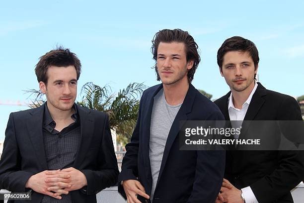 French actor Gregoire Leprince-Ringuet, French actor Gaspard Ulliel and French actor Raphael Personnaz pose during the photocall of "La Princesse de...