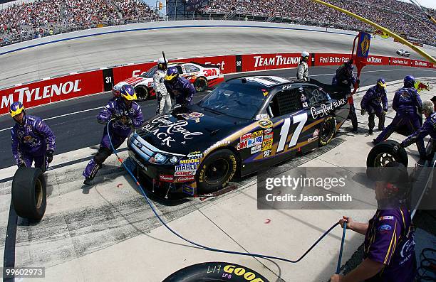 Matt Kenseth, driver of the Crown Royal Black Ford, pits during the NASCAR Sprint Cup Series Autism Speaks 400 at Dover International Speedway on May...