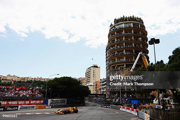 Robert Kubica of Poland and Renault drives on his way to finishing third during the Monaco Formula One Grand Prix at the Monte Carlo Circuit on May...