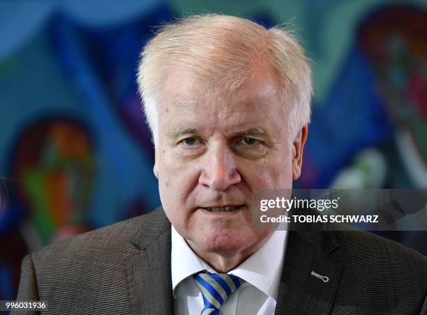 German Interior Minister Horst Seehofer arrives for the weekly cabinet meeting in Berlin on July 11, 2018.