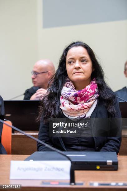 Defendant Beate Zschaepe waits at Oberlandesgericht courthouse on the day judges are to announce their verdict in the marathon NSU neo-Nazi murder...