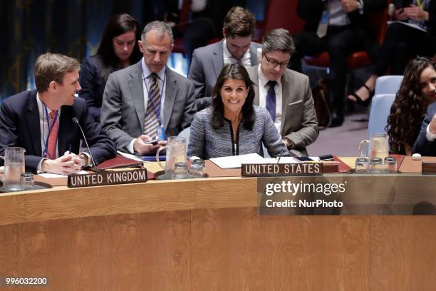 United Nations, New York, USA, July 10 2018 - Nikki R. Haley, United States Permanent Representative to the UN, During the Security Council meeting...