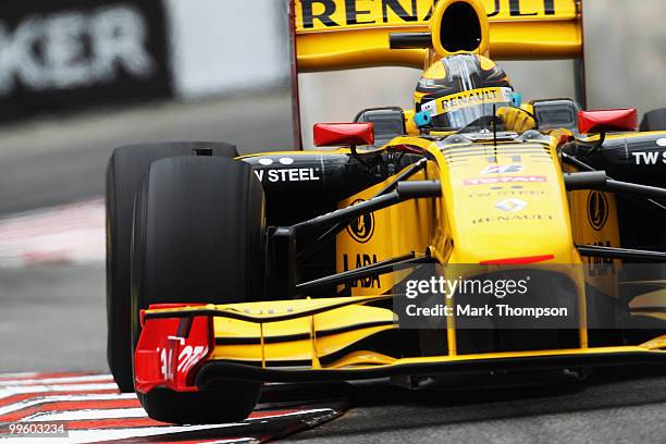 Robert Kubica of Poland and Renault drives on his way to finishing third during the Monaco Formula One Grand Prix at the Monte Carlo Circuit on May...