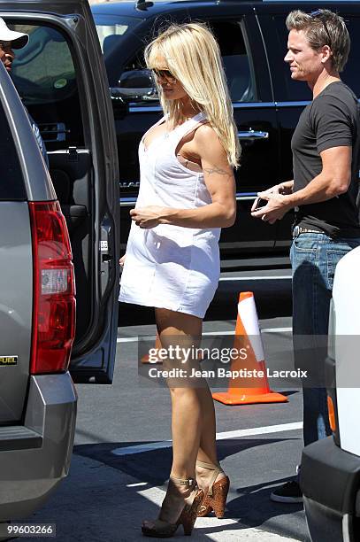 Pamela Anderson is seen leaving a dance studio on April 30, 2010 in Los Angeles, California.