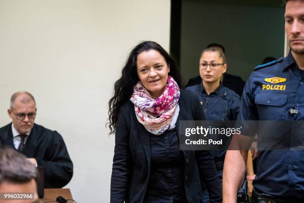 Defendant Beate Zschaepe waits at Oberlandesgericht courthouse on the day judges are to announce their verdict in the marathon NSU neo-Nazi murder...