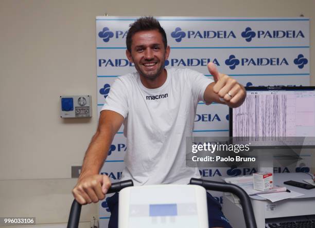 Senad Lulic of SS Lazio attends the medical tests on July 11, 2018 in Rome, Italy.