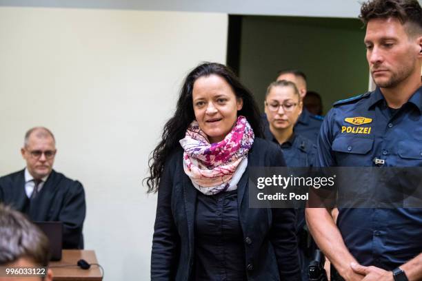 Defendant Beate Zschaepe waits at Oberlandesgericht courthouse on the day judges are to announce their verdict in the marathon NSU neo-Nazi murder...