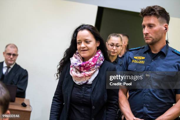 Defendant Beate Zschaepe waits at Oberlandesgericht courthouse on the day judges are to announce their verdict in the marathon NSU neo-Nazi murder...