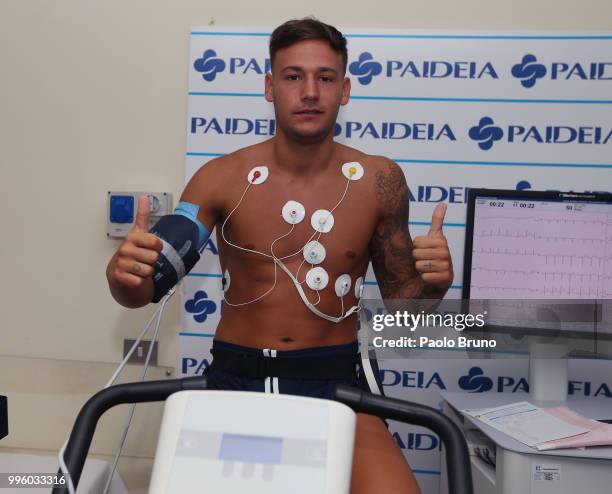 Alessandro Murgia of SS Lazio attends the medical tests on July 11, 2018 in Rome, Italy.