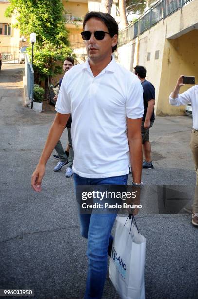 Lazio head coach Simone Inzaghi attends the medical tests on July 11, 2018 in Rome, Italy.