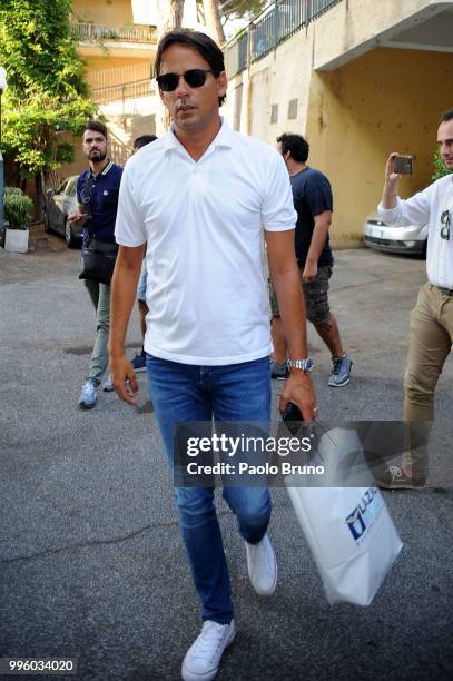 Lazio head coach Simone Inzaghi attends the medical tests on July 11, 2018 in Rome, Italy.