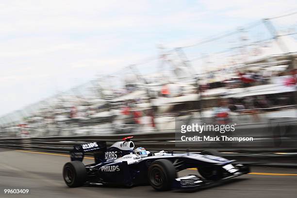 Rubens Barrichello of Brazil and Williams drives during the Monaco Formula One Grand Prix at the Monte Carlo Circuit on May 16, 2010 in Monte Carlo,...