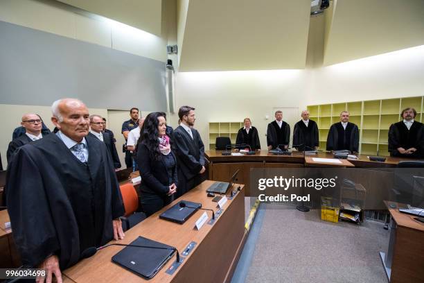 Defendant Beate Zschaepe waits at Oberlandesgericht courthouse on the day judges are to announce their verdict in the marathon NSU neo-Nazi murder...