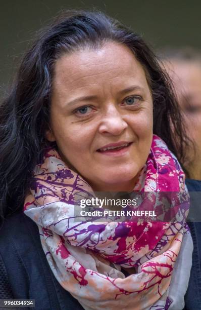 Defendant Beate Zschaepe arrives in a courtroom before the proclamation of sentence in her trial as the only surviving member of neo-Nazi cell...