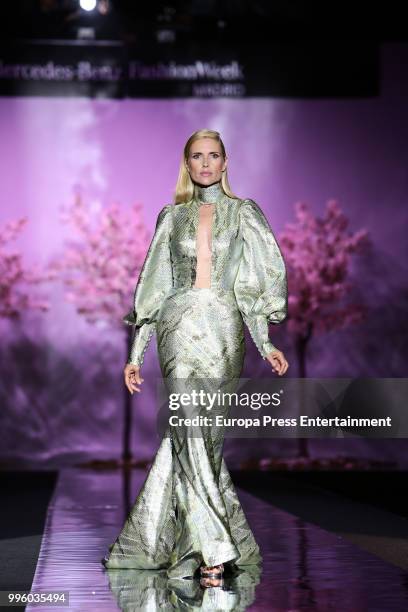 Judit Masco walks the runway at Hannibal Laguna show at Mercedes Benz Fashion Week Madrid Spring/ Summer 2019 on July 10, 2018 in Madrid, Spain.