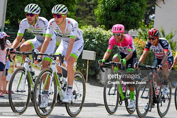 Romain Hardy of team FORTUNEO-SAMSIC, Amael Moinard of FORTUNEO-SAMSIC during the stage 04 of the Tour de France 2018 on July 10, 2018 in Sarzeau,...