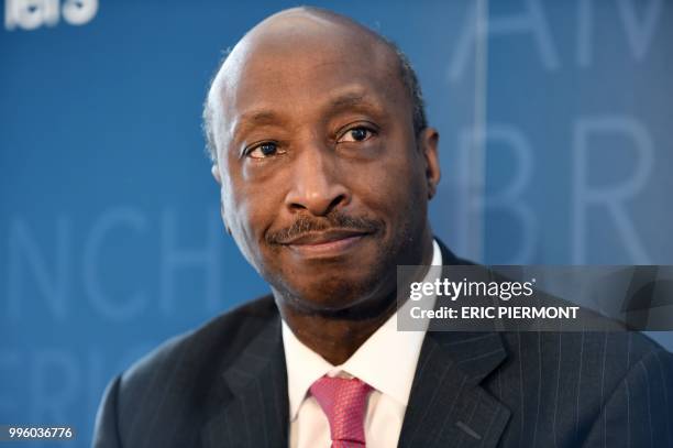 Kenneth Frazier, Chairman of the Board and CEO of US pharmaceutical company Merck looks on during an event with the French-American Foundation in...