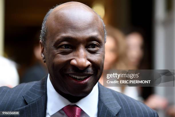 Kenneth Frazier, Chairman of the Board and CEO of US pharmaceutical company Merck looks on during an event with the French-American Foundation in...