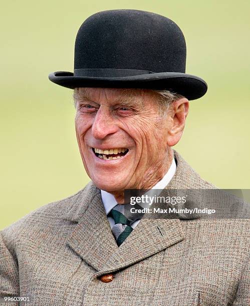 Prince Philip, The Duke of Edinburgh laughs whilst carriage driving in the Laurent Perrier meet of the British Driving Society during day 5 of the...