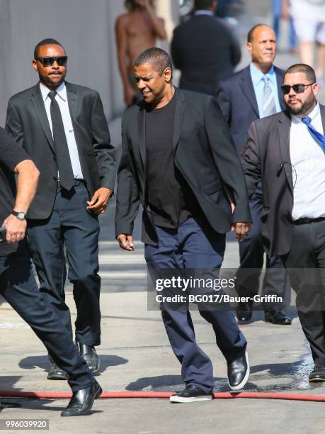 Denzel Washington is seen arriving at 'Jimmy Kimmel Live' on July 10, 2018 in Los Angeles, California.