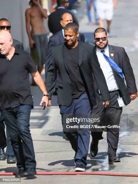 Denzel Washington is seen arriving at 'Jimmy Kimmel Live' on July 10, 2018 in Los Angeles, California.