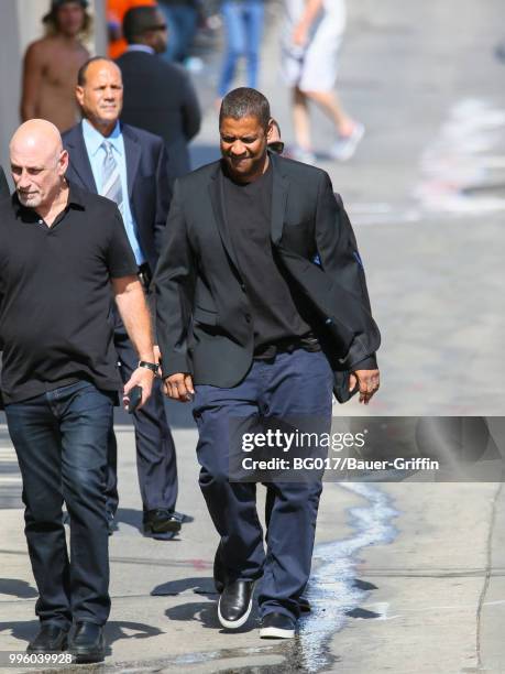 Denzel Washington is seen arriving at 'Jimmy Kimmel Live' on July 10, 2018 in Los Angeles, California.