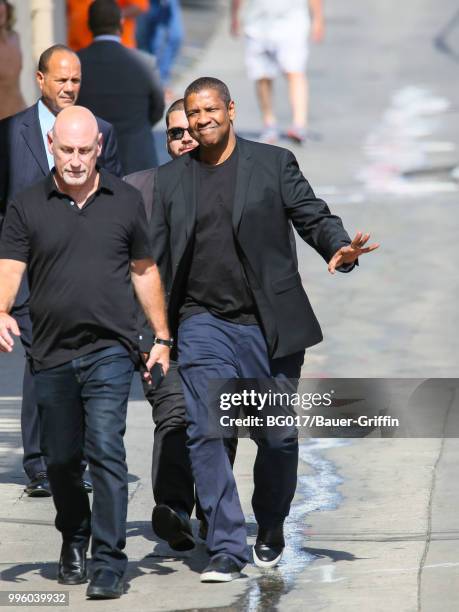 Denzel Washington is seen arriving at 'Jimmy Kimmel Live' on July 10, 2018 in Los Angeles, California.